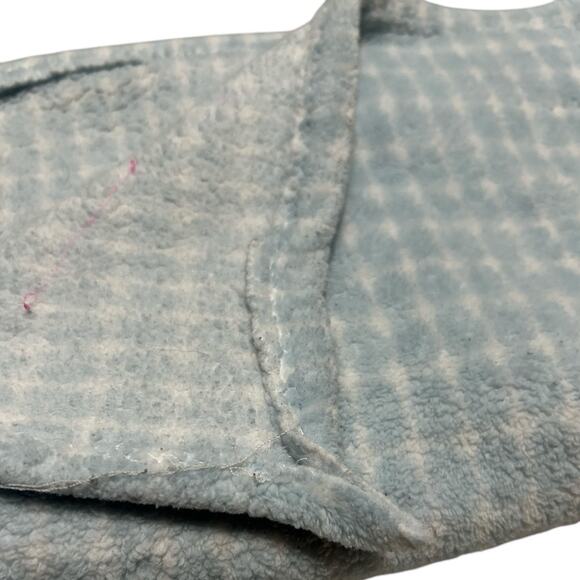 Tahari Blue White Print Baby Blanket Fleece - Picture 2 of 7